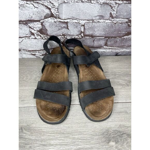 Spring Step Black Leather Strappy Cork Wedge Sandals Women Sz 41EU/10.5M US - Picture 5 of 16
